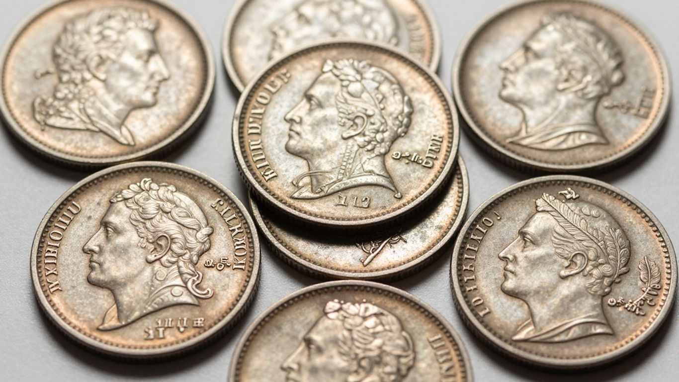 Collection of antique Austin half-cent coins