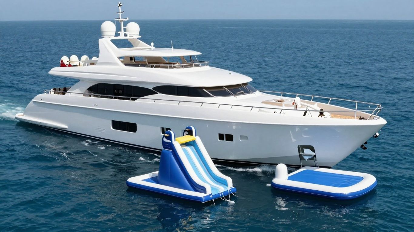 M/Y Seanna yacht with water toys in blue ocean.