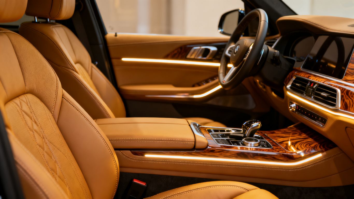 Interior features of a luxury limo