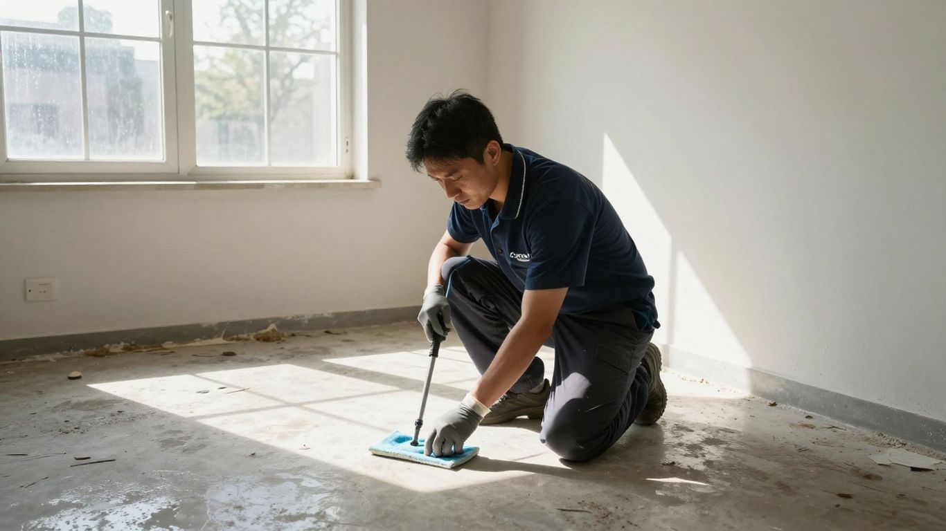 PuroClean professional restoring a damaged room.