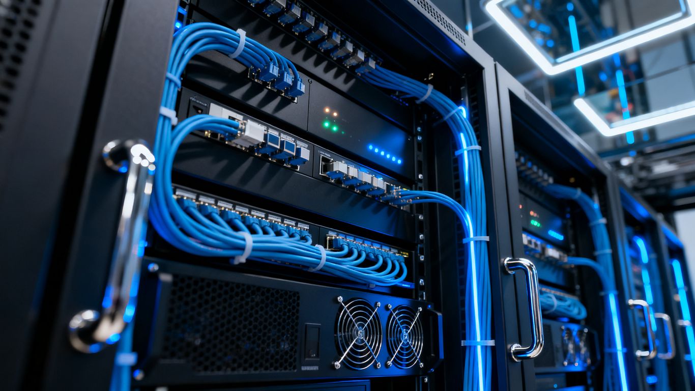 Integrated server racks with advanced high speed networking cables