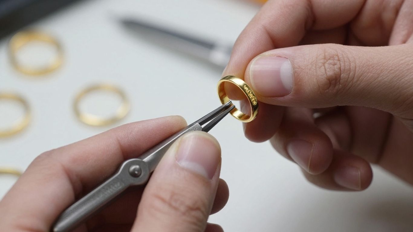Agrandissement d'une bague en or par un bijoutier.