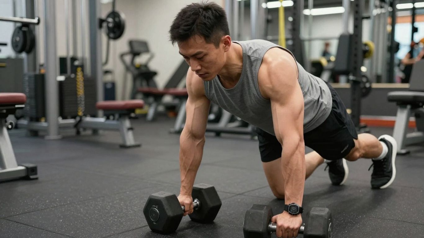 Runner performing a lunge with a dumbbell.