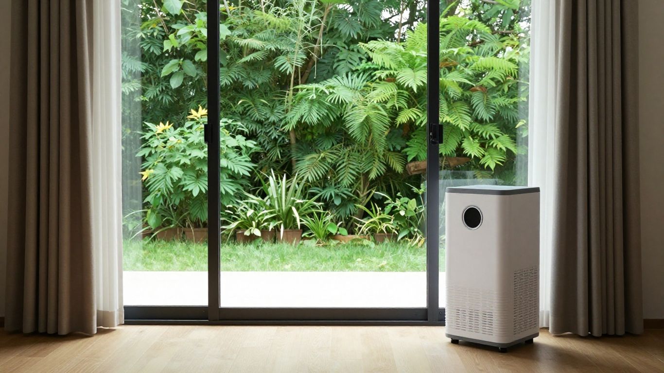 Dehumidifier positioned properly near a window