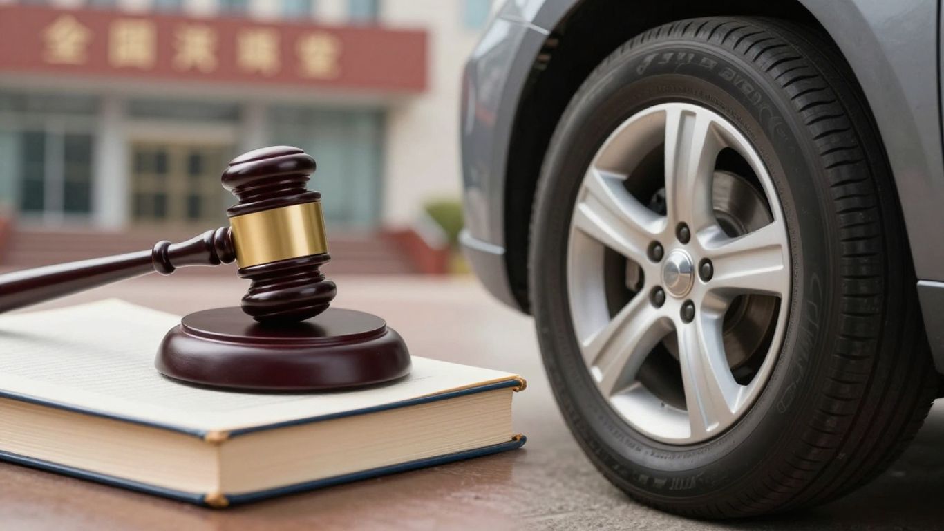 Gavel and car tire side-by-side