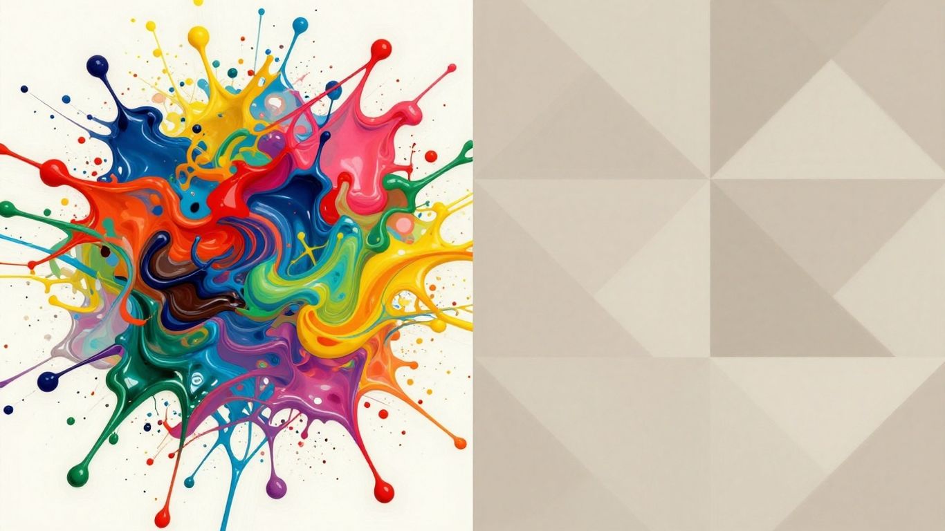 Kontrast mezi barvami a strukturou webového designu.