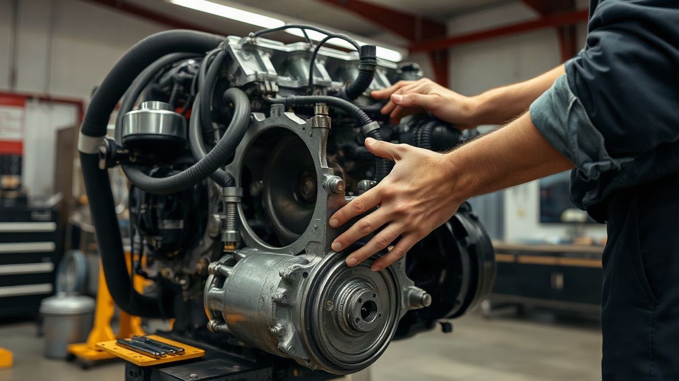 Mechanic examining a used car engine