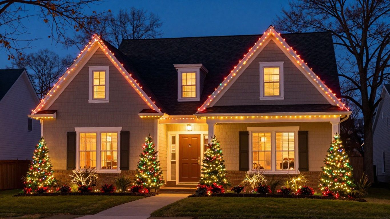 House with permanent Christmas lights