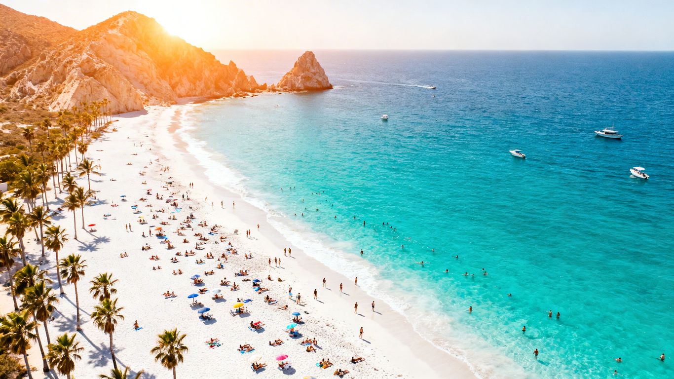 Crowded beach in Los Cabos during Spring Break.