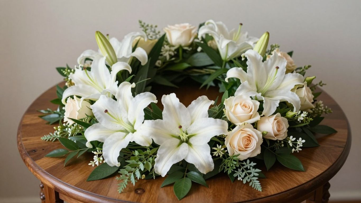 A beautiful floral arrangement for a funeral service