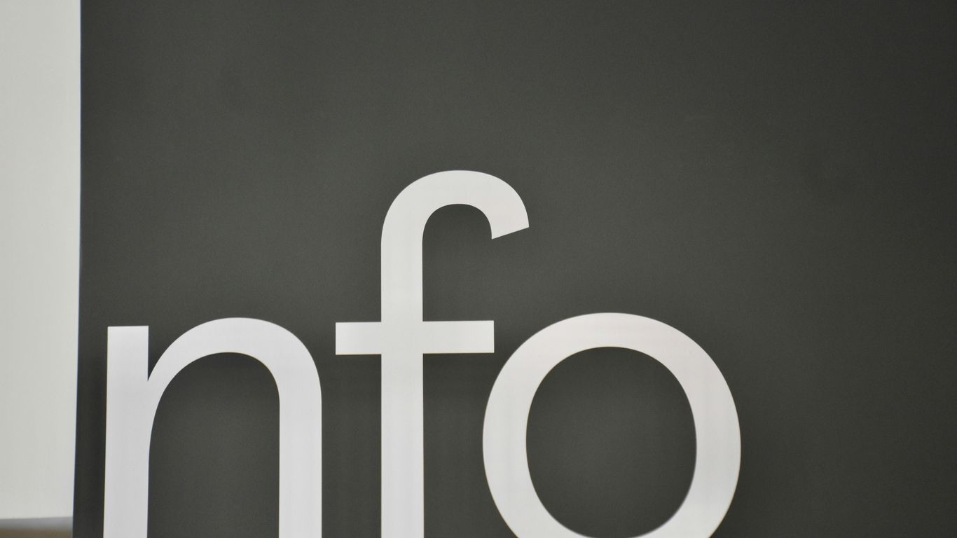 White letters nfo on dark gray background