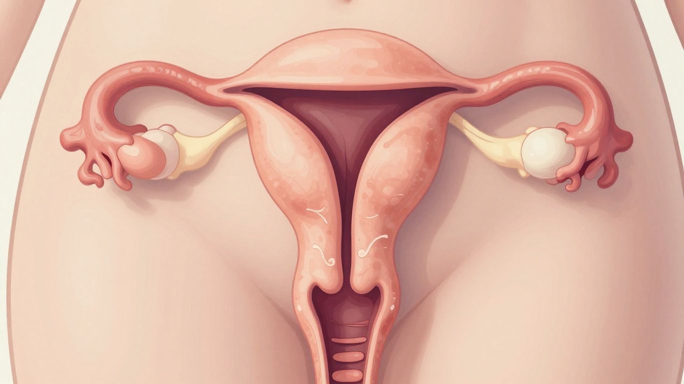 Sistema reprodutor feminino com endometriose e infertilidade.