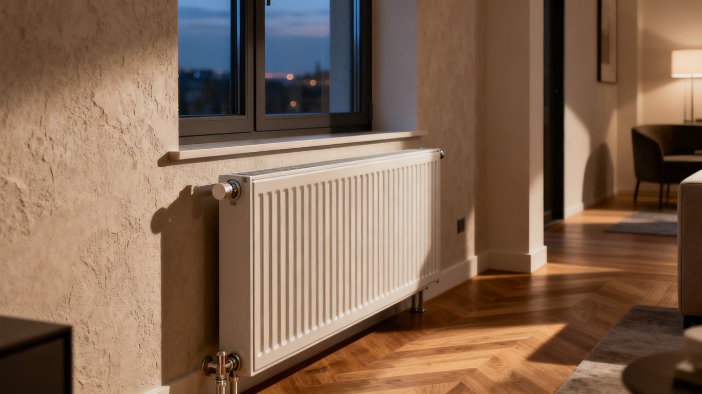 Radiateur à inertie installé dans intérieur contemporain