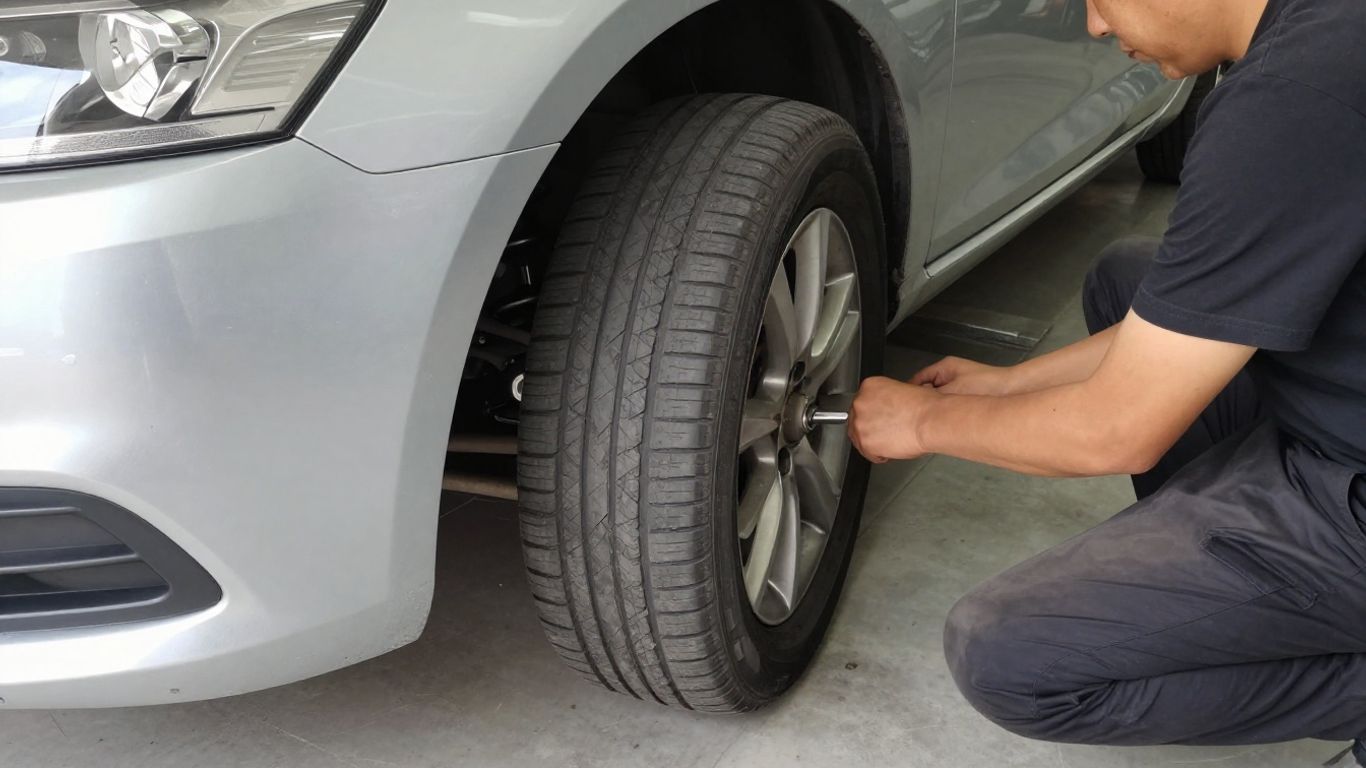 Uneven tires beside a vehicle suspension