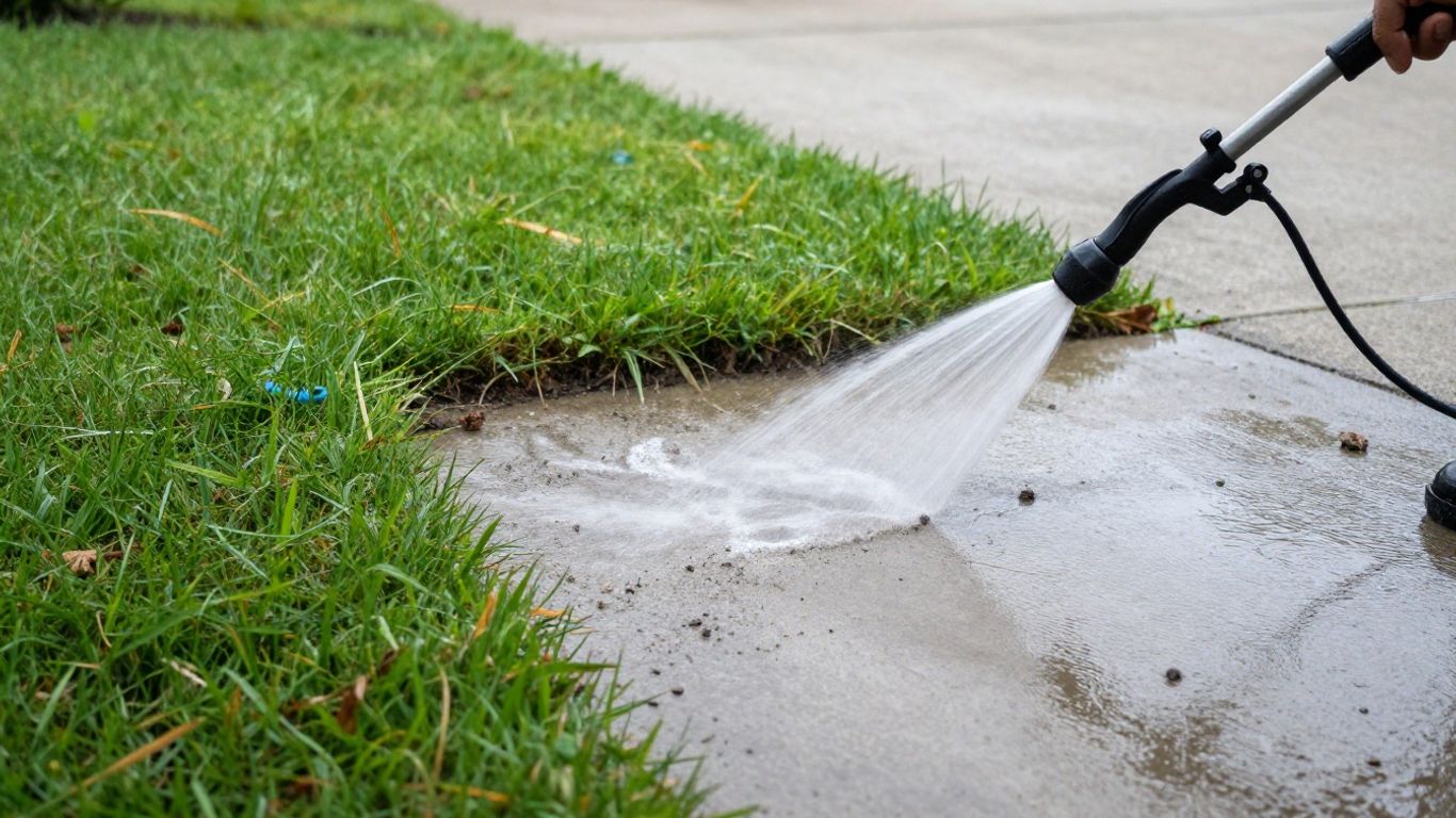 Clean driveway after pressure washing