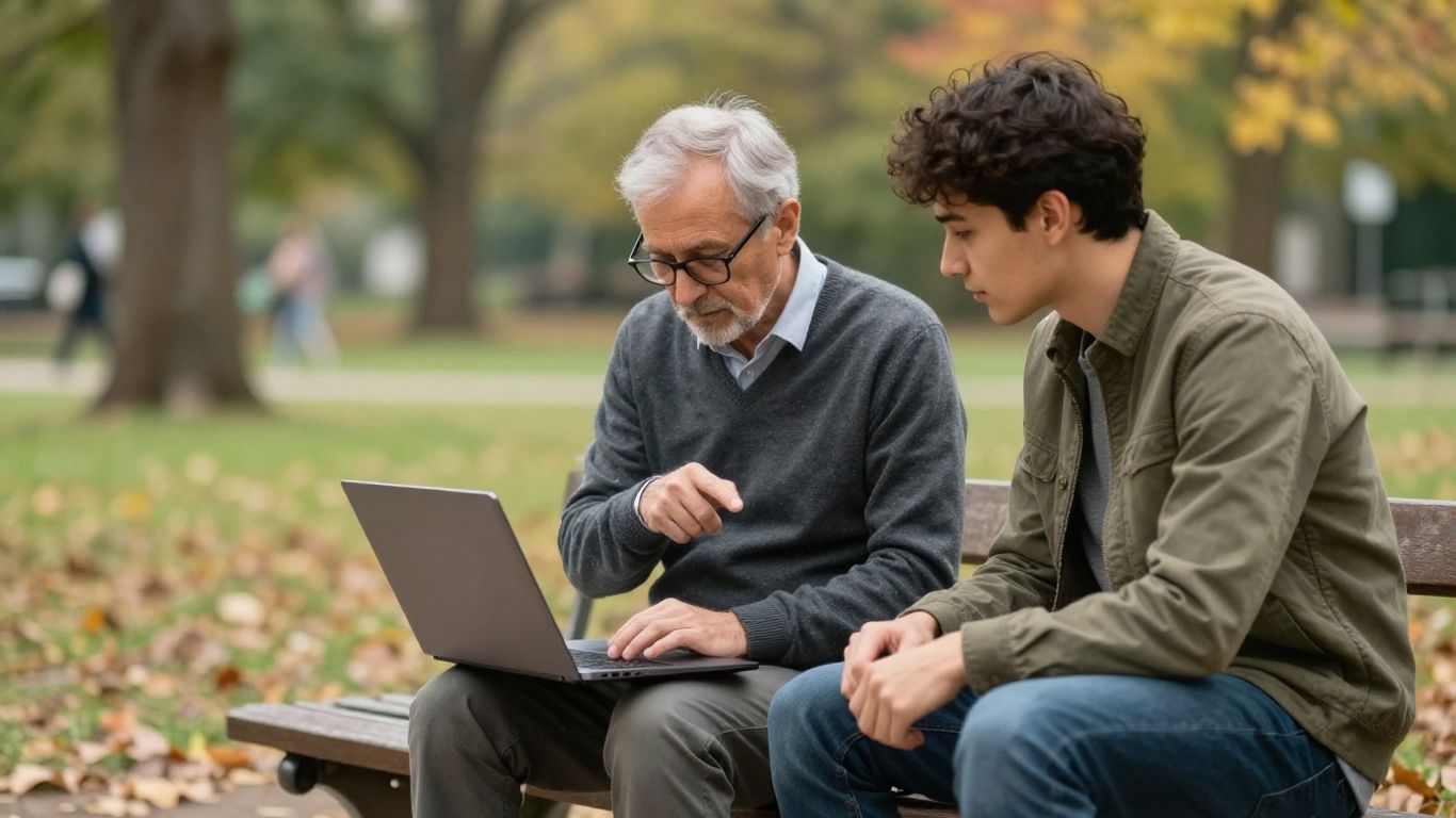 Professional mentor working with a team outdoors