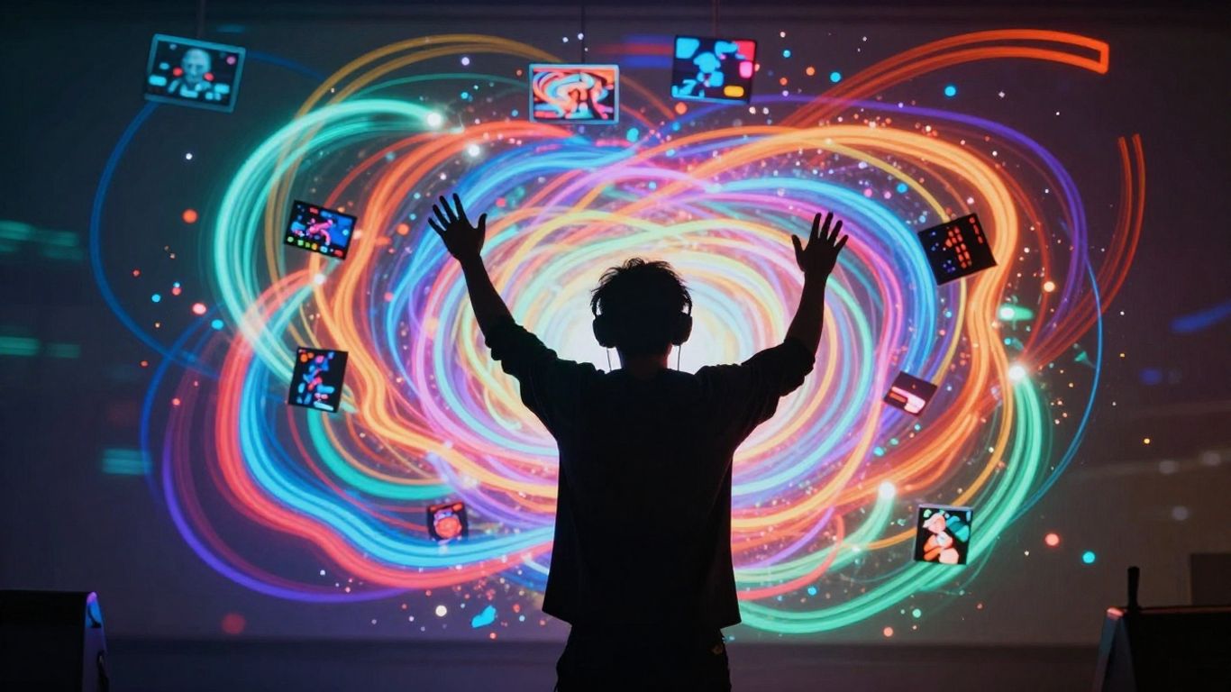 Musician with abstract visuals turning into video clips.