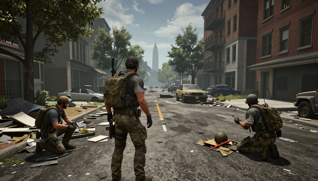 Agente de The Division 2 explorando uma Washington D.C. devastada durante uma missão