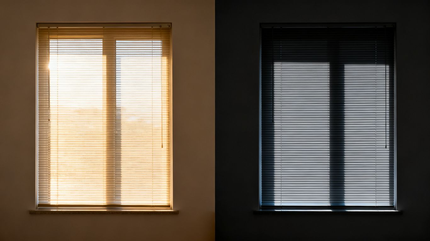 Light filtering vs. room darkening blinds in windows.