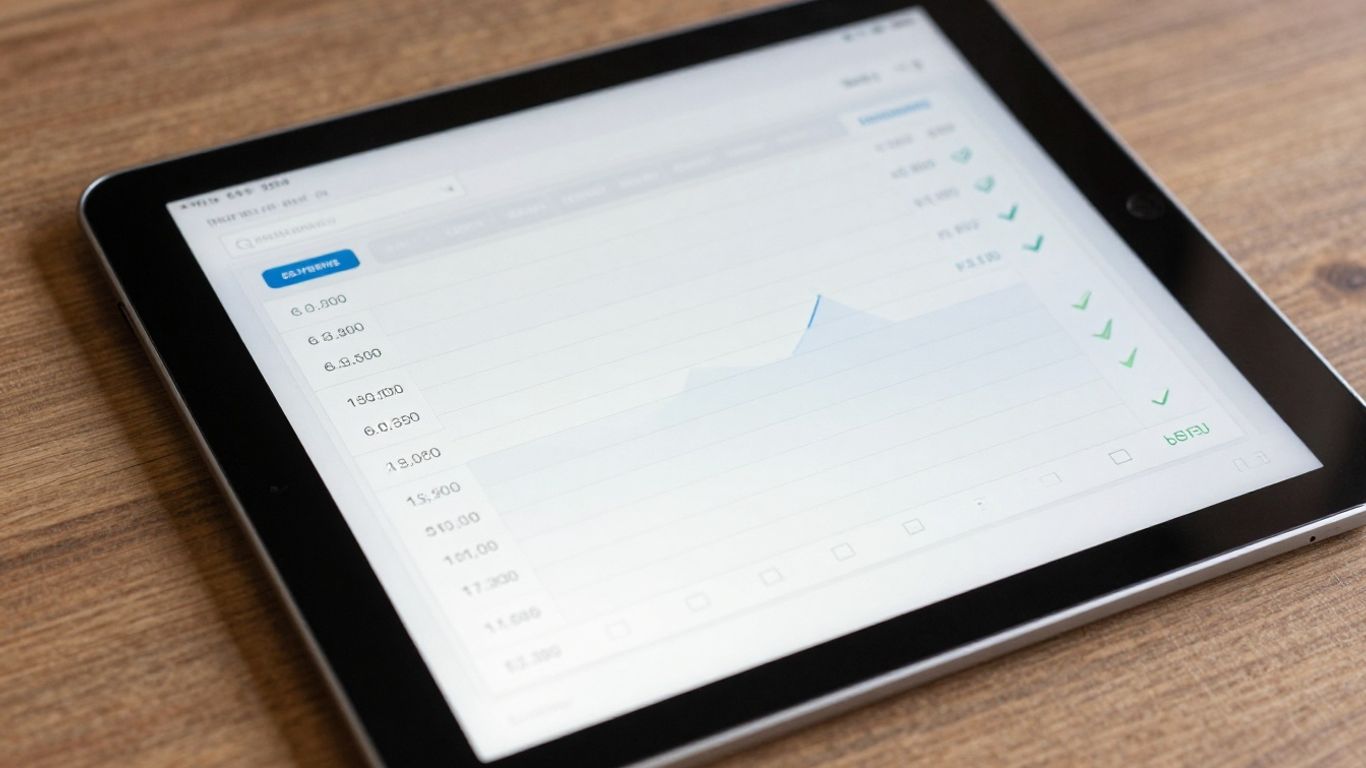Ein digitales Tablet zeigt Finanzübersichten