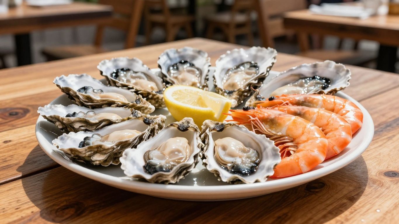 Fresh seafood platter at Le Bistrot D’Hervé in Cap d'Agde.