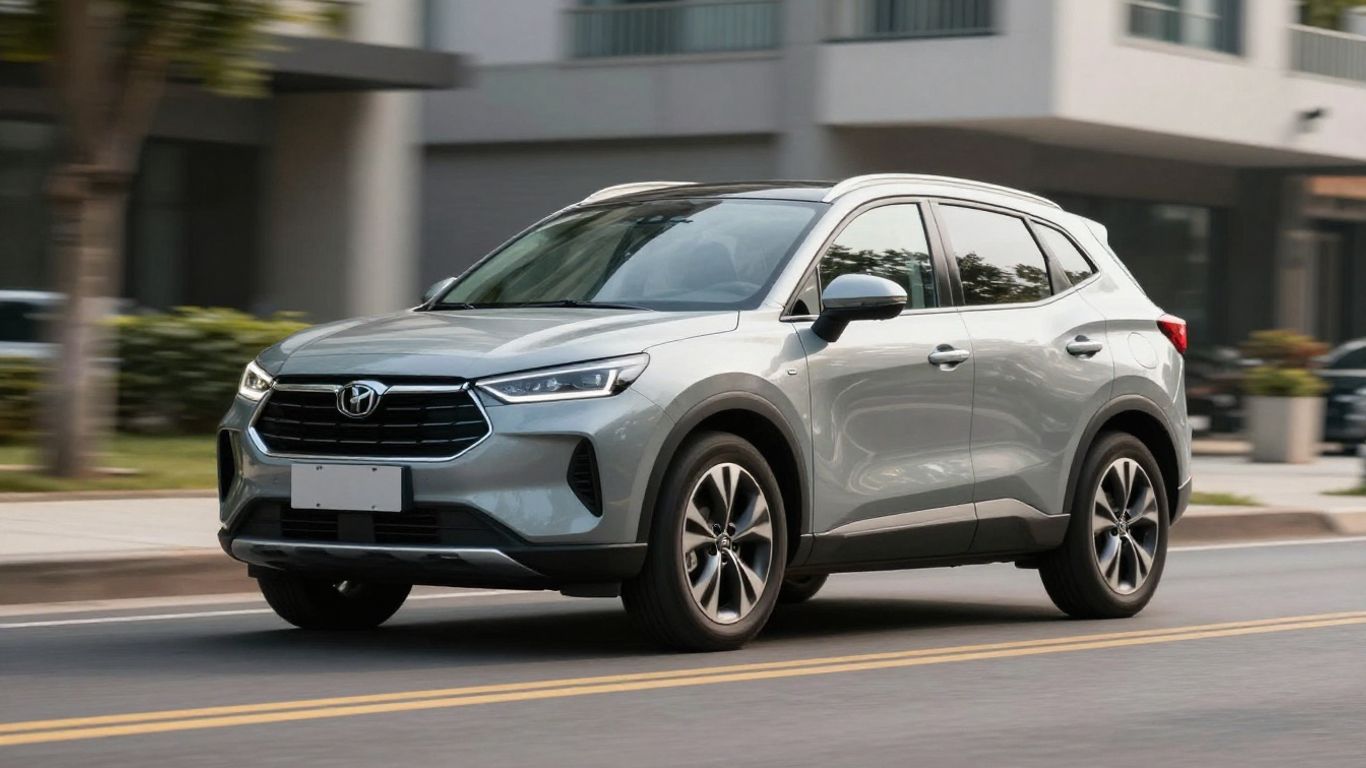 Kompakter SUV in einer modernen Stadt