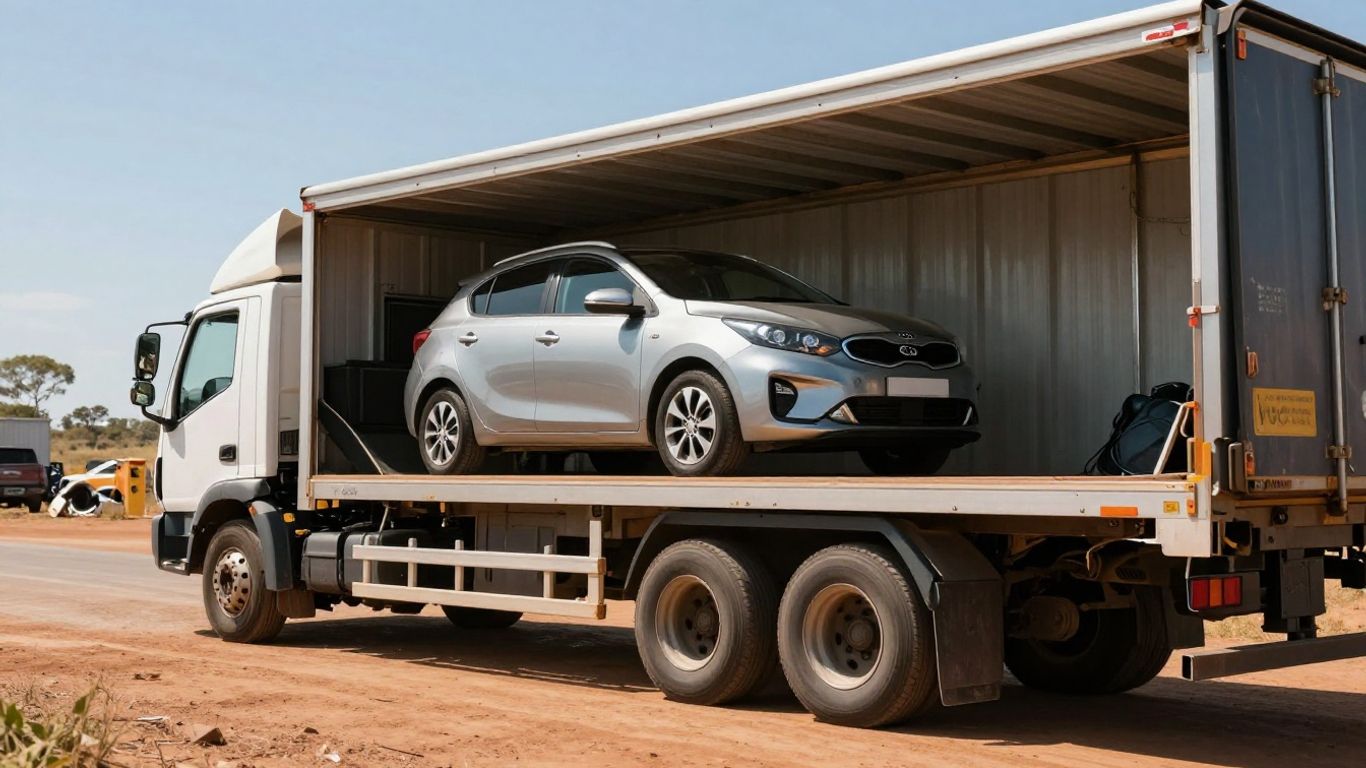 Kia car being shipped across Australia from Perth.