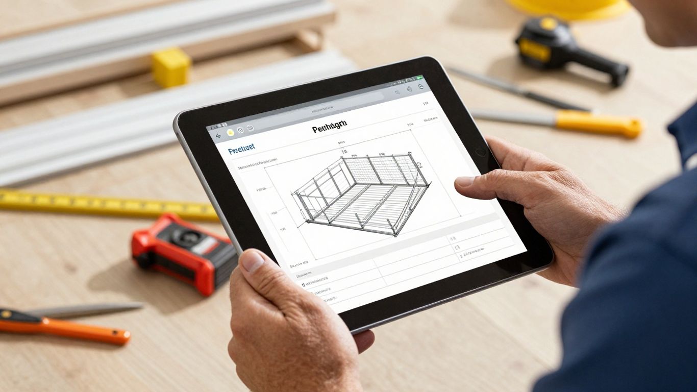 Contractor using estimating software on a tablet.