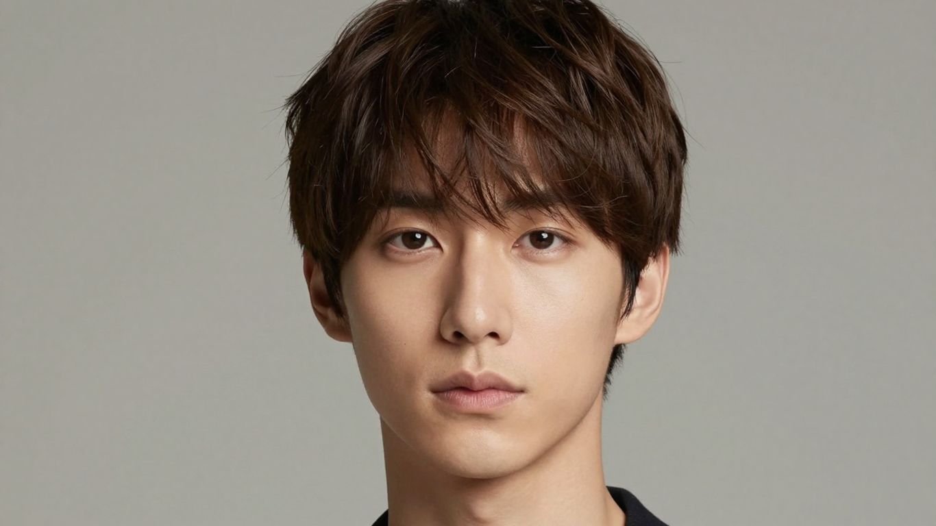 Man with stylish bangs, clean and sophisticated look.