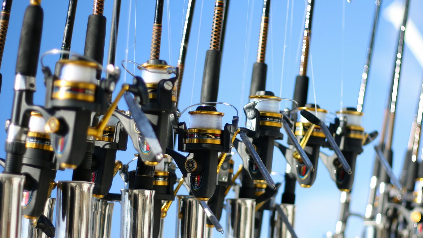 Fishing tackle arranged near Chinese port