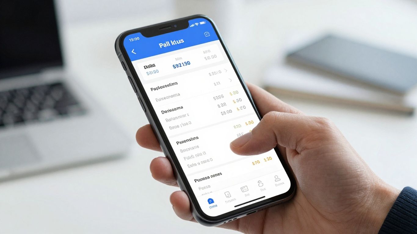 Tela de celular com app de finanças Mobills.