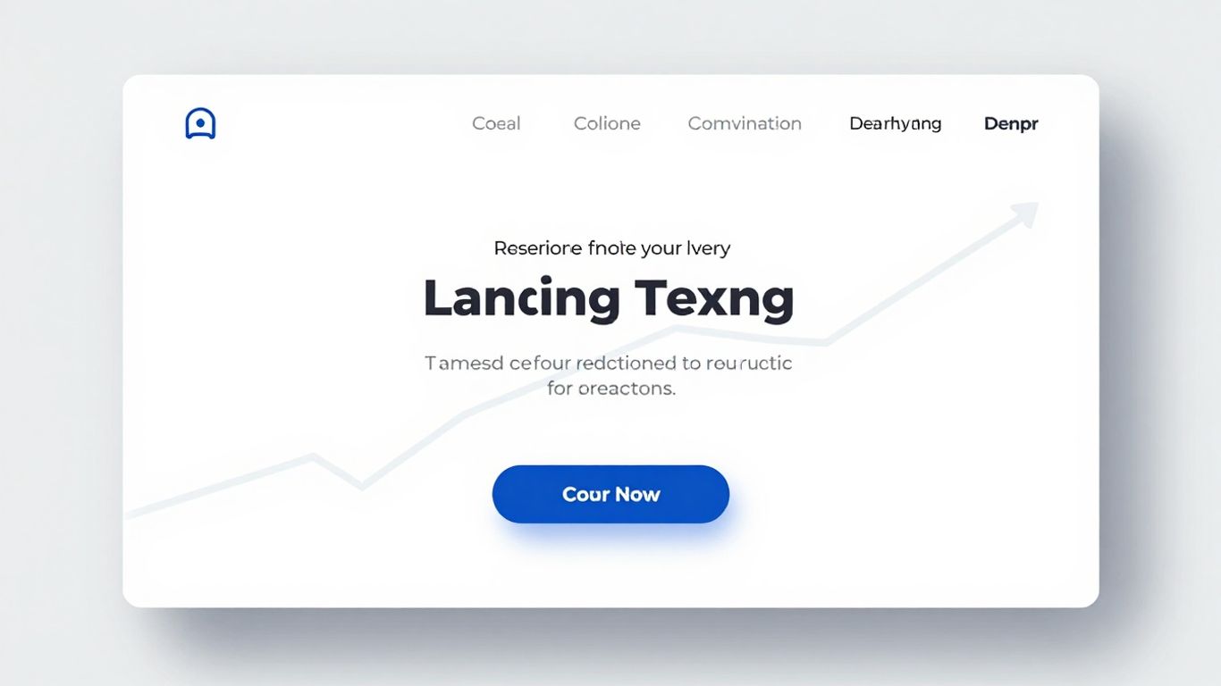 Landing page design with call-to-action and growth trend.