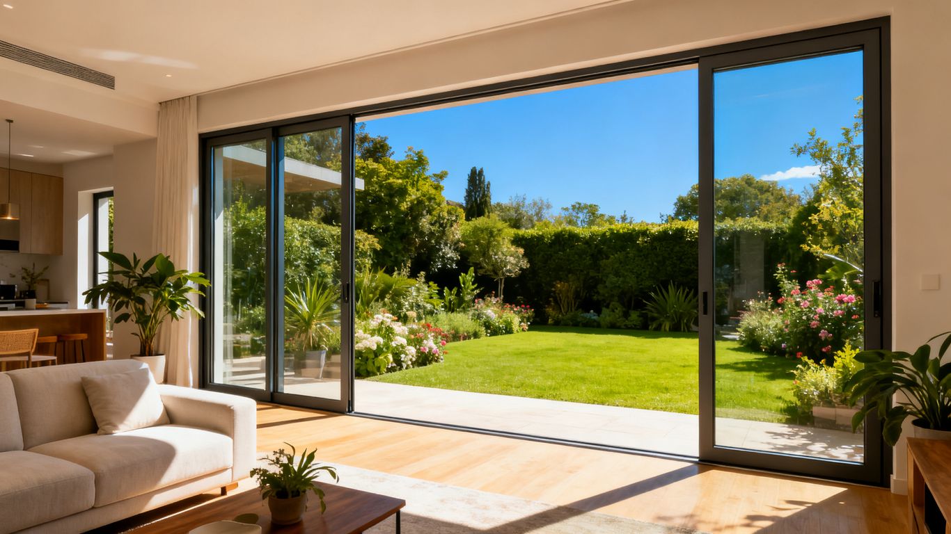 Homeowner exploring new luxury patio door options