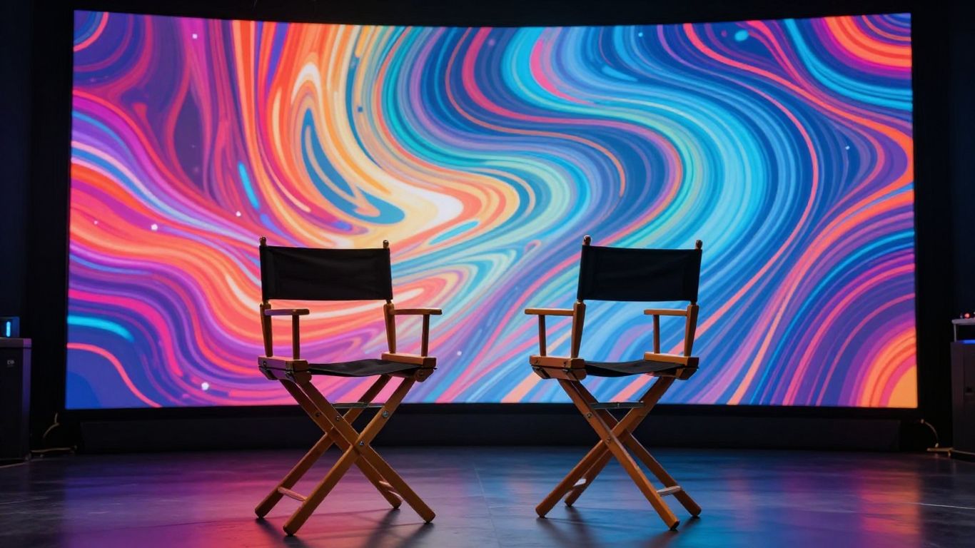 AI and music video director's chair with digital screen.