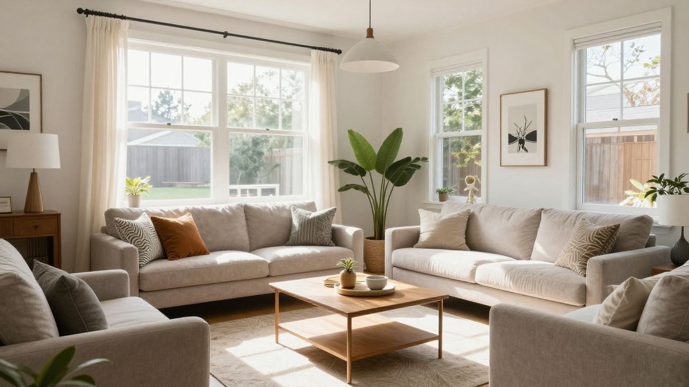 Stylish Airbnb interior with modern furnishings and natural light.