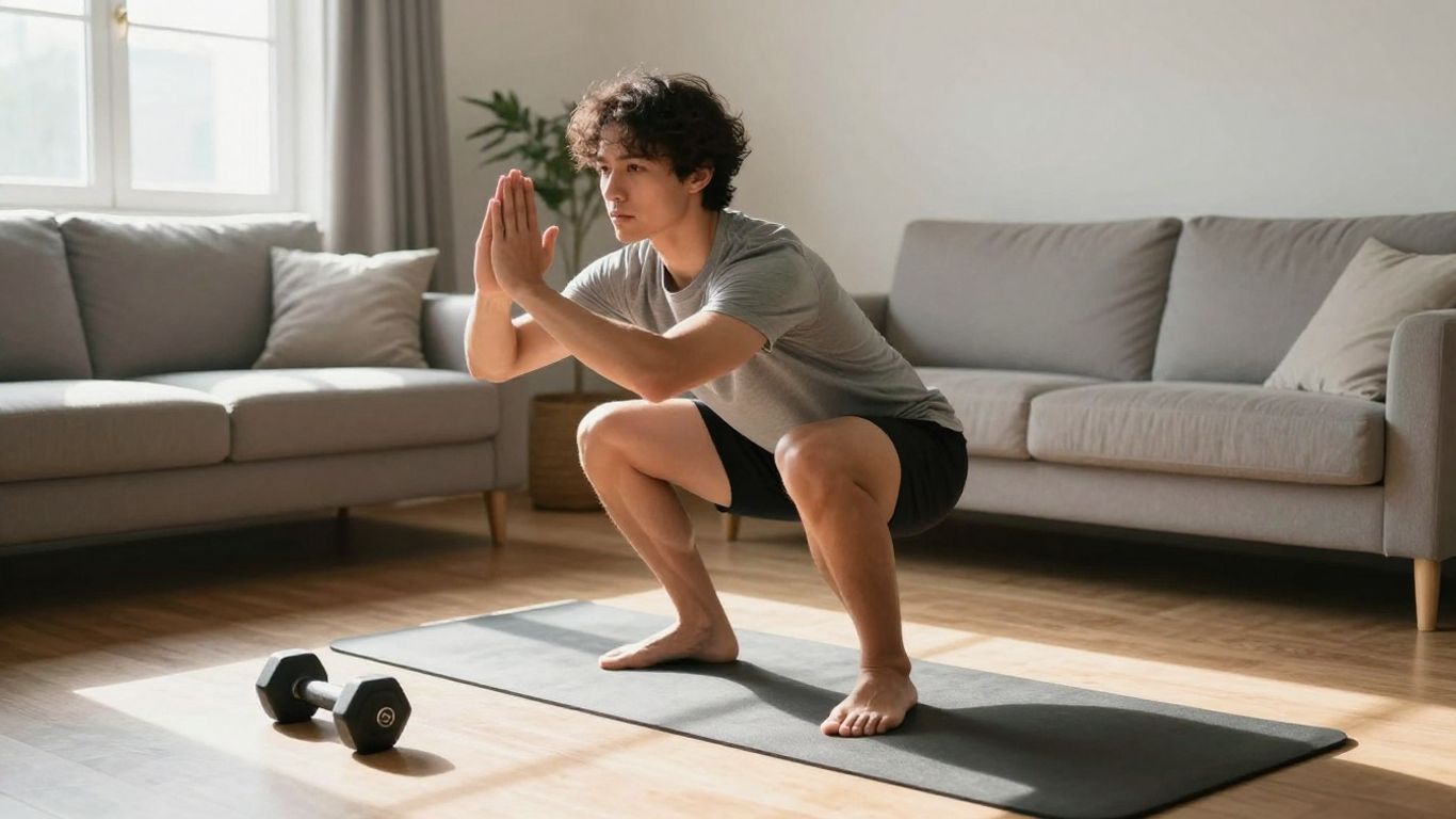 Beginner doing a full body workout at home.