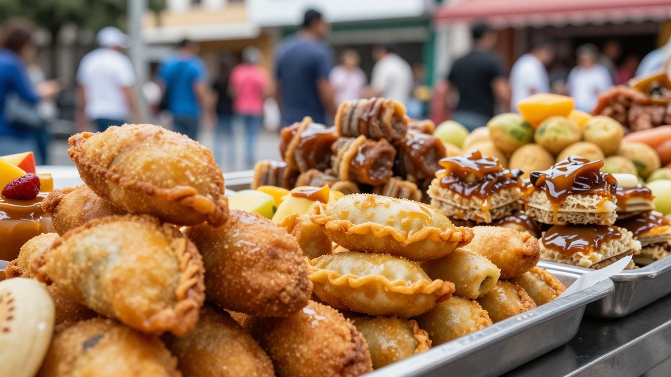 Colombian street food assortment in Medellin