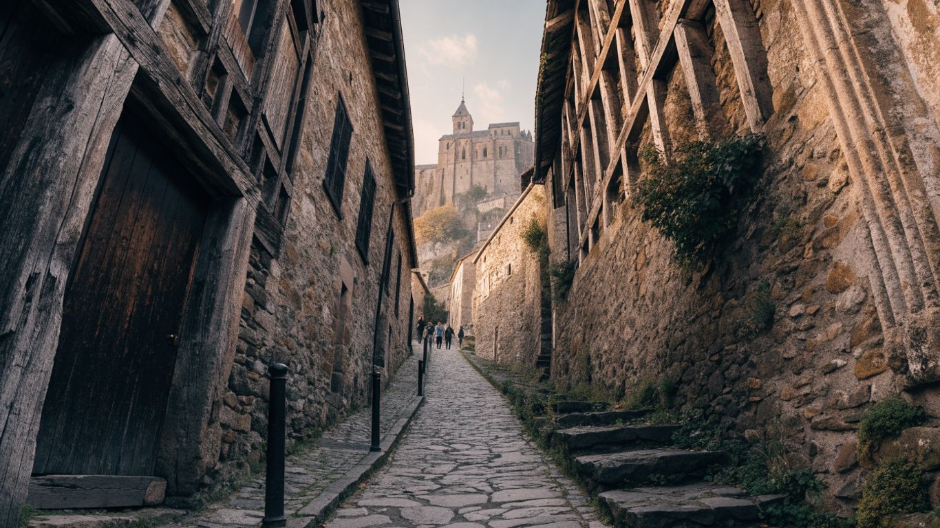 Quiet medieval street on Mont Saint-Michel