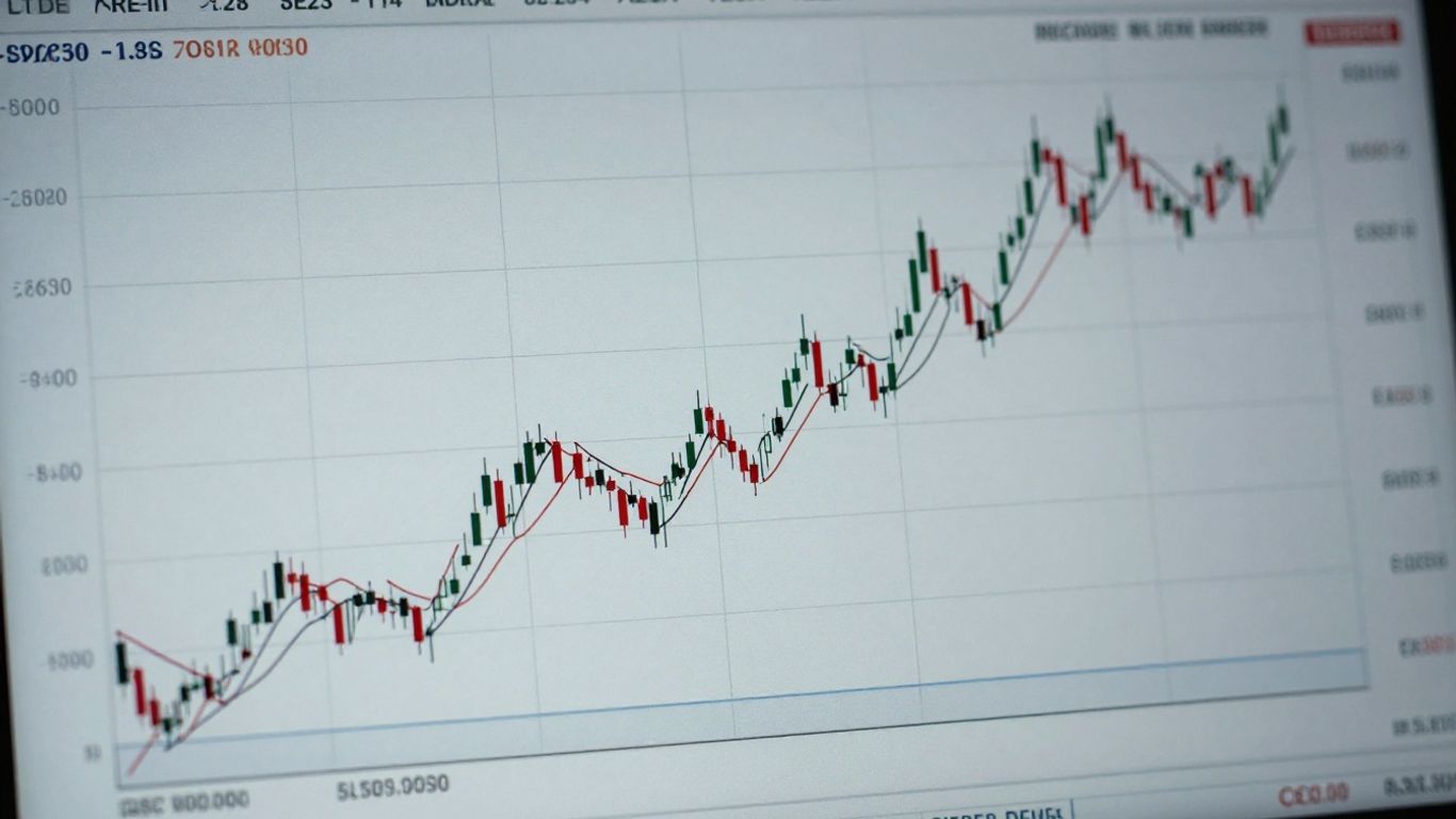 Trading chart with MACD indicator settings.
