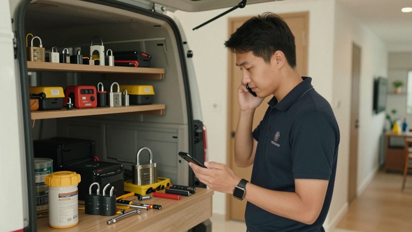 Locksmith answering an emergency call Singapore