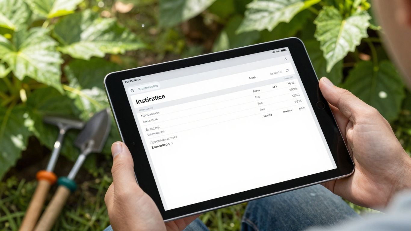 Landscaping estimate on a tablet with plants.