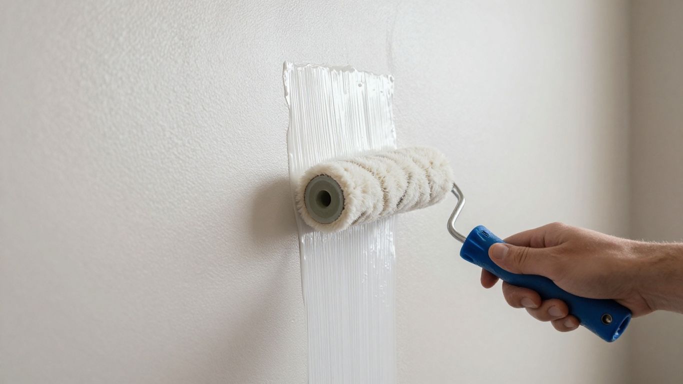 Applying liquid waterproofing to an interior wall.