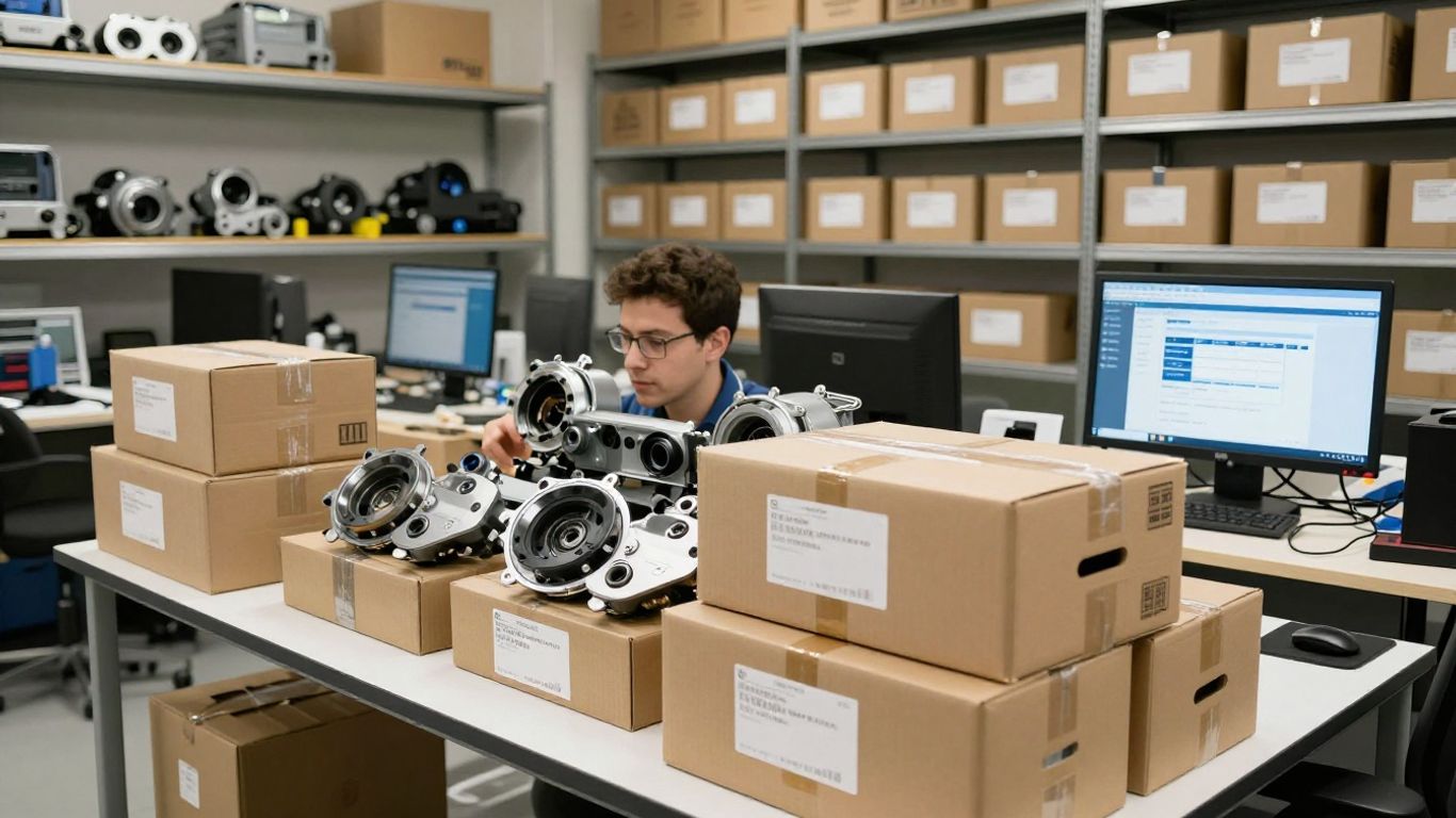 Technician comparing BMW parts shipments