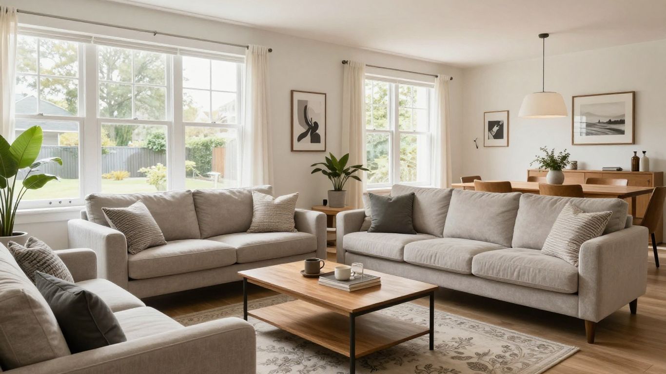 Furnished 4 bedroom Airbnb living room interior