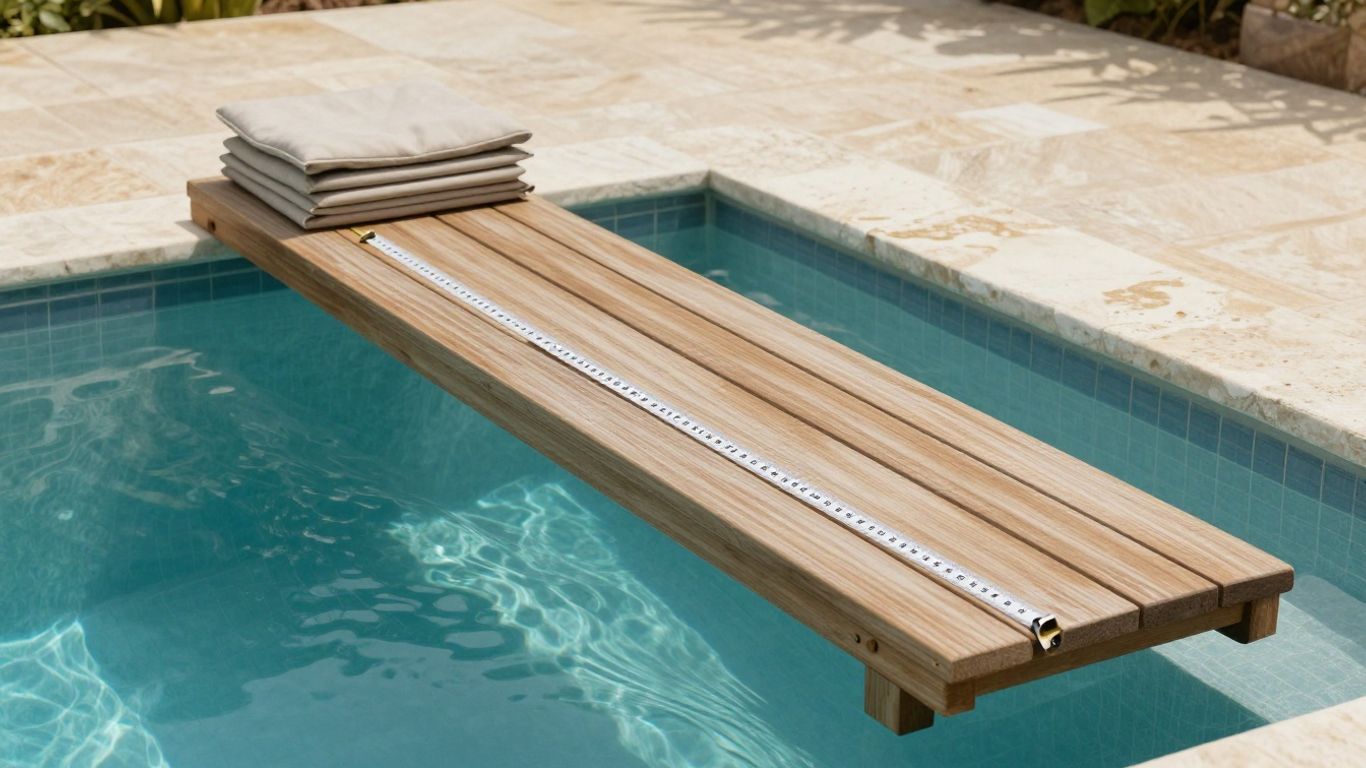 Measuring a chaise lounge beside a swimming pool