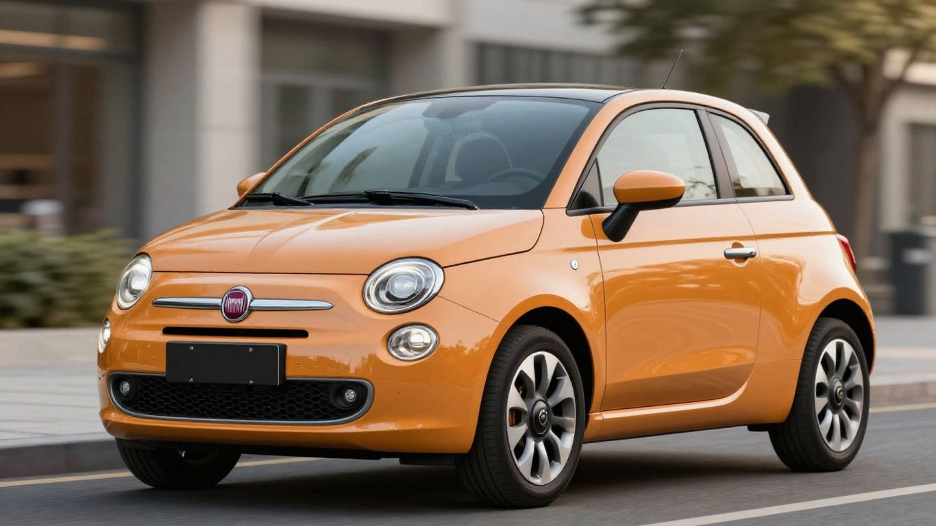 Fiat 500e Elektroauto in leuchtendem Rot