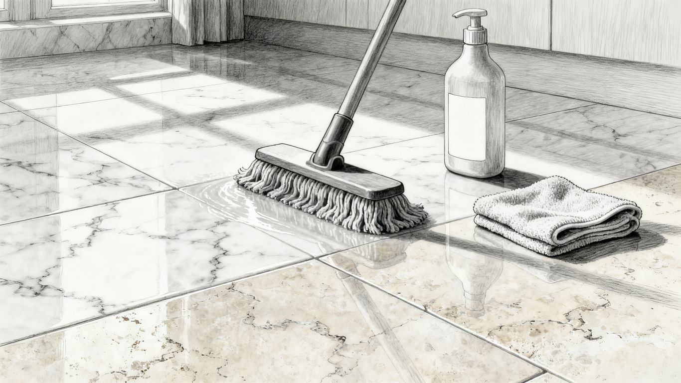 Clean marble and travertine floor with soft light