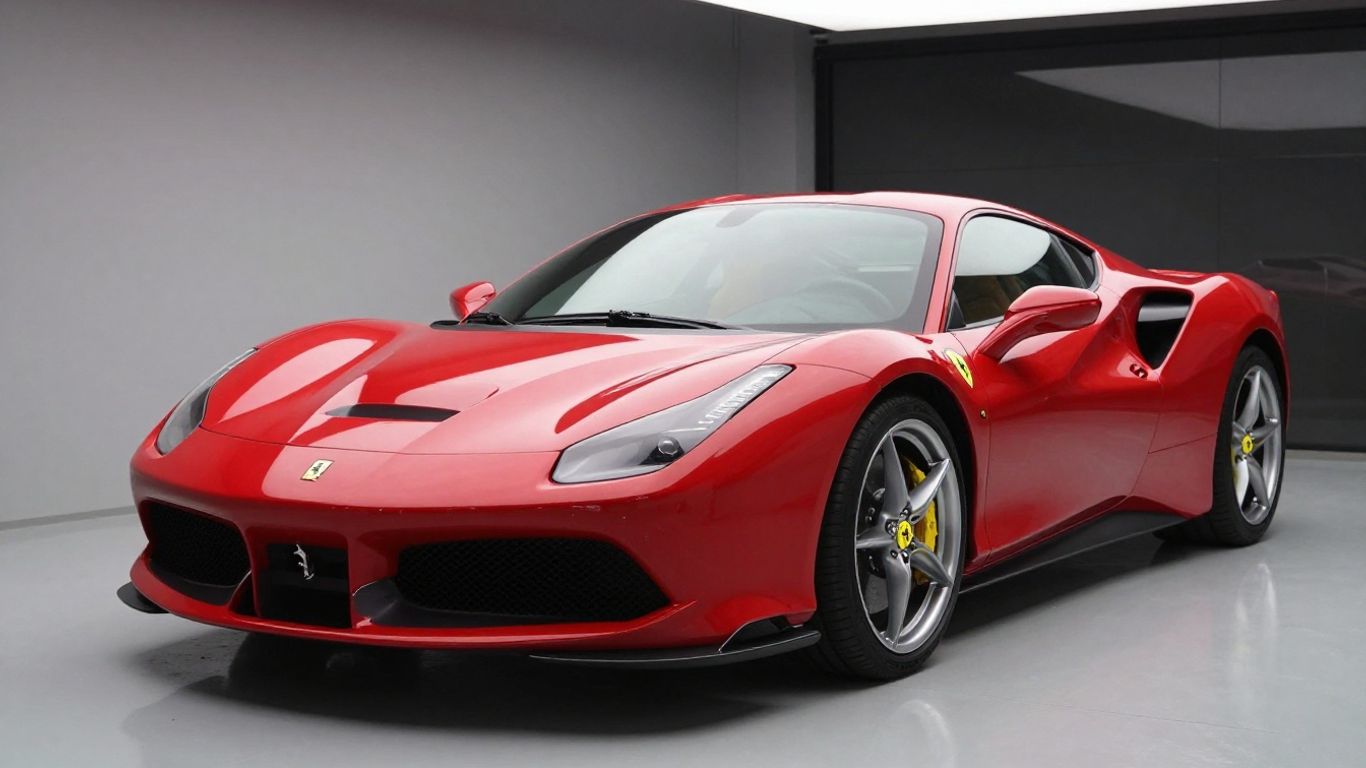 Ferrari Roma supercar in a garage, protected.