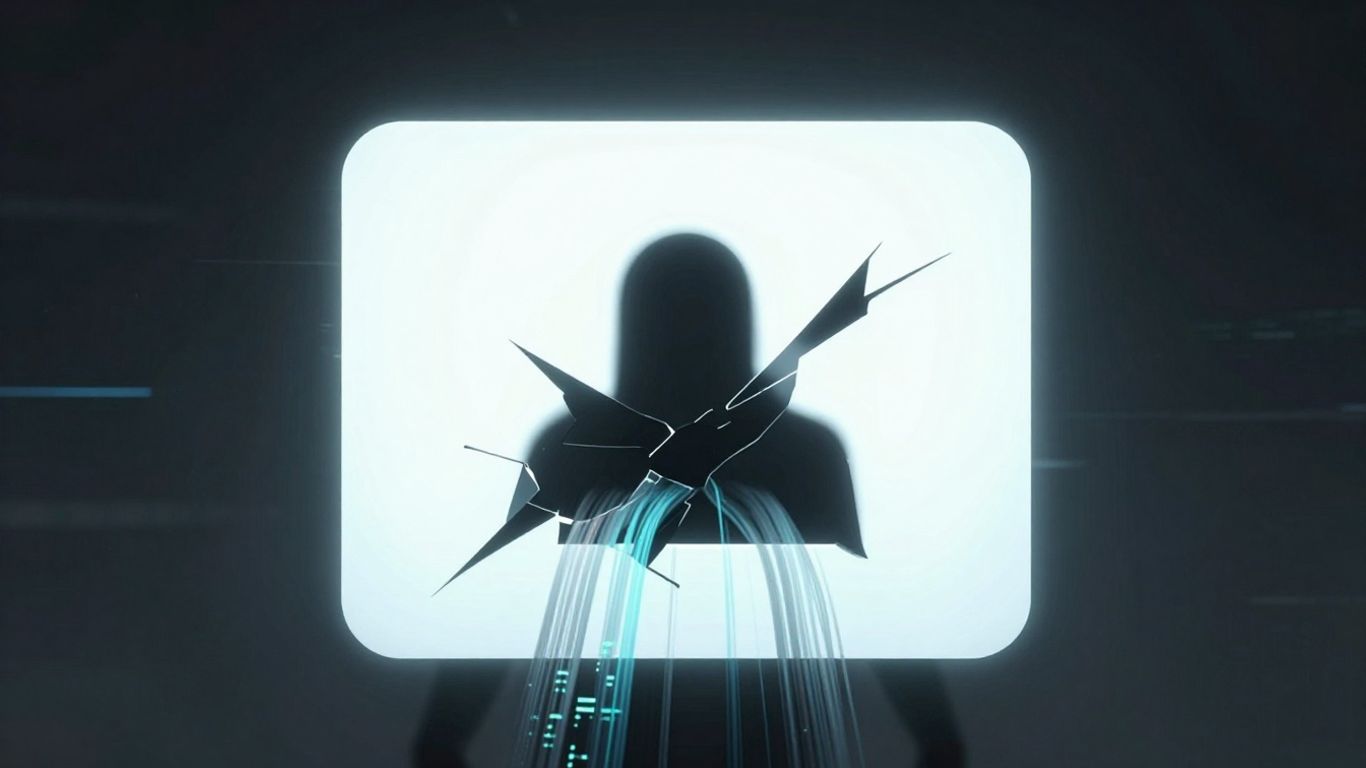 Cracked digital lock with data flowing out.