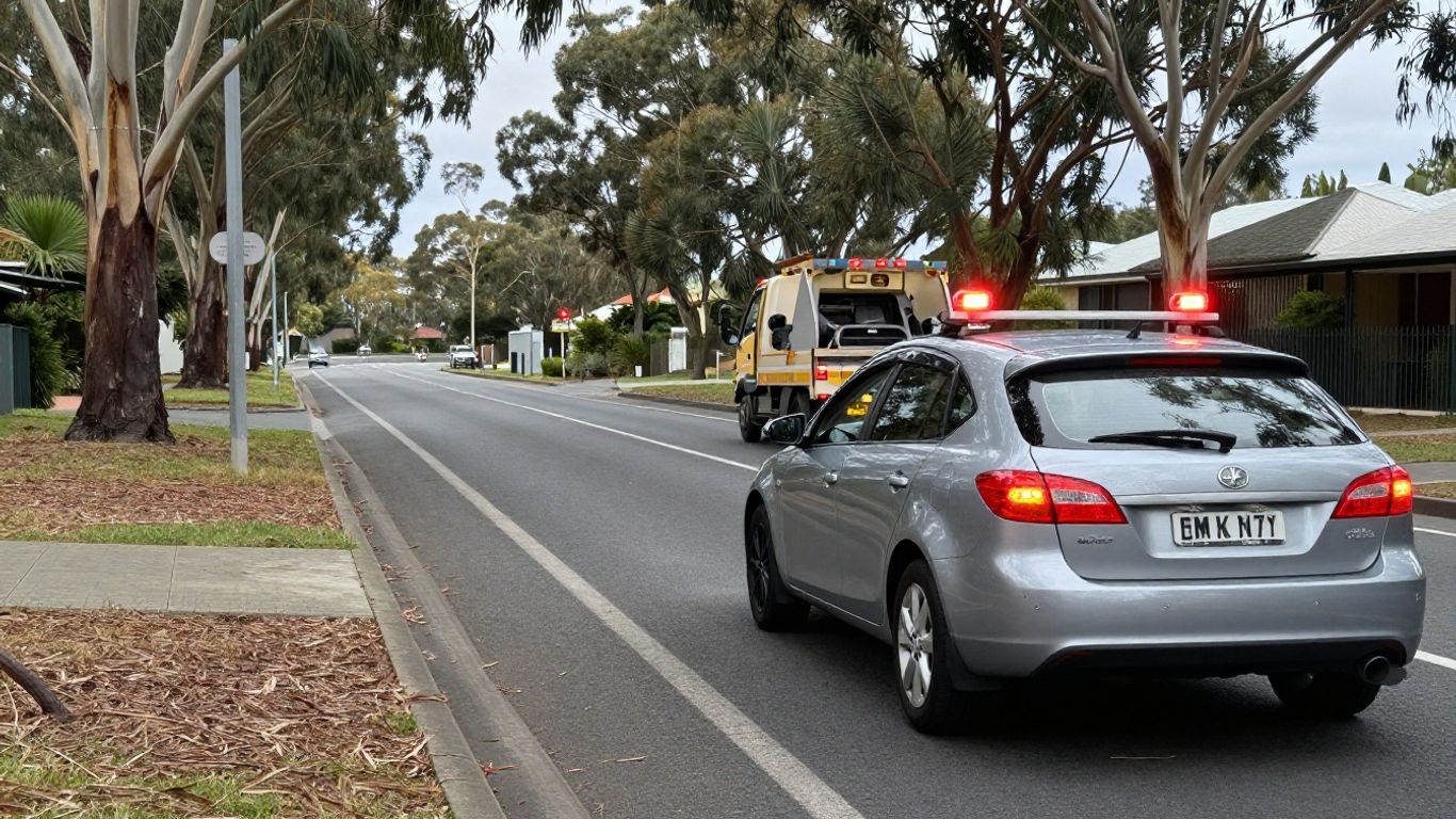 Stranded car awaiting roadside gearbox recovery